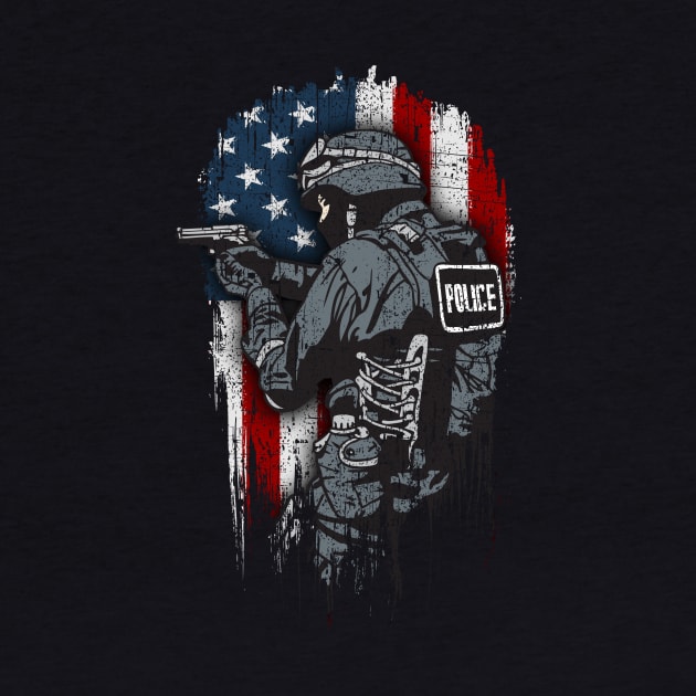 Police American Flag SWAT Cop Law Enforcement by RadStar